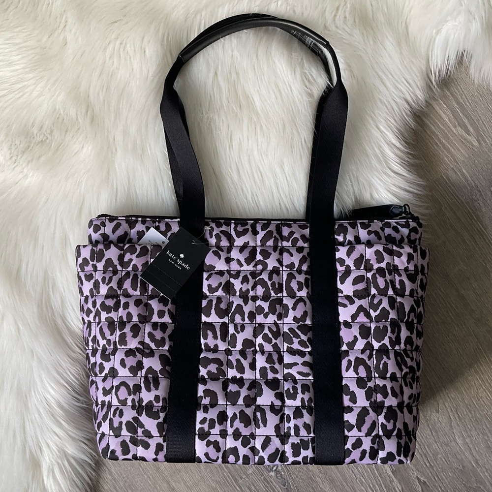 ♠️💜 KATE SPADE Camden Spotted Leopard Quilted Medium Tote Bag, Violet Mist - Picture 3 of 7